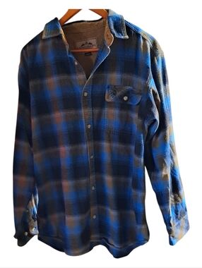 Legendary Whitetails Flannel Shirt Men L Buck Camp Plaid Corduroy Blue